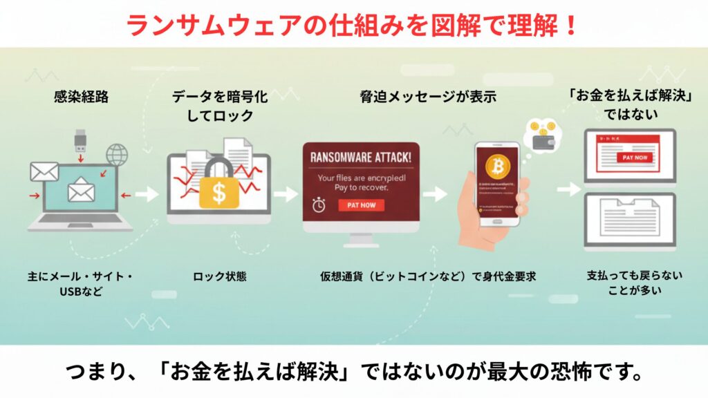 ランサムウェアの仕組みを図解で理解！