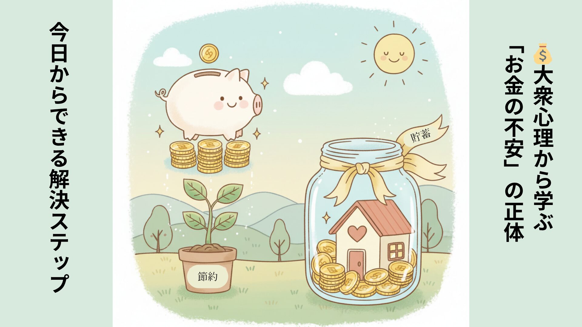 節約・貯蓄をイメージできる優しいイラスト