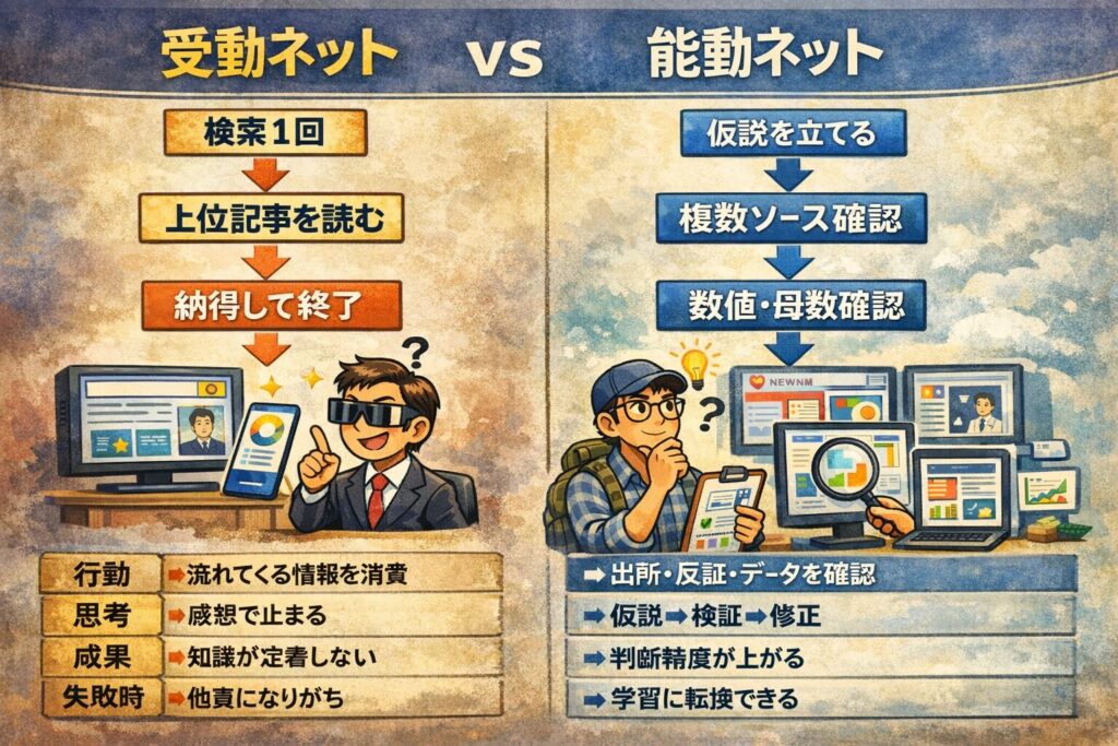 図解④ 受動ネット vs 能動ネット